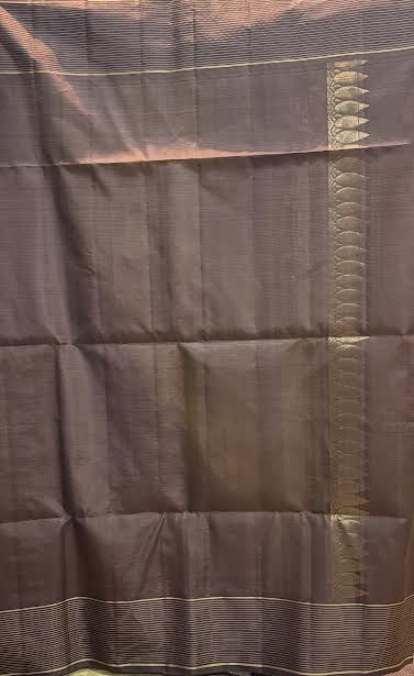 Chartreuse Yellow Kanchipuram Silk Saree with Chocolate Brown Zari Border and Pallu