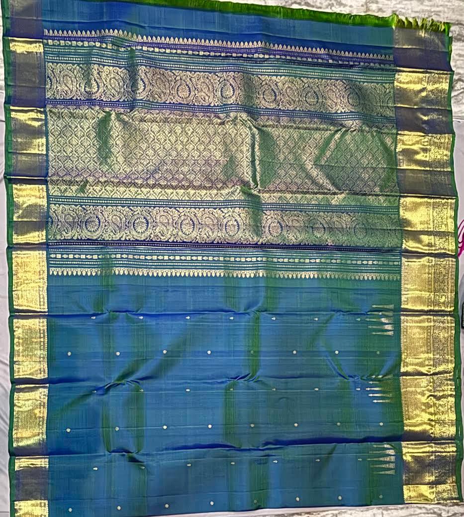 Exquisite Teal Blue Kanchipuram Pattu Saree with Price | Bridal Silk - pochampallysarees.com