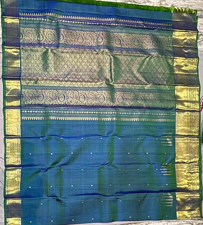Exquisite Teal Blue Kanchipuram Pattu Saree with Price | Bridal Silk - pochampallysarees.com