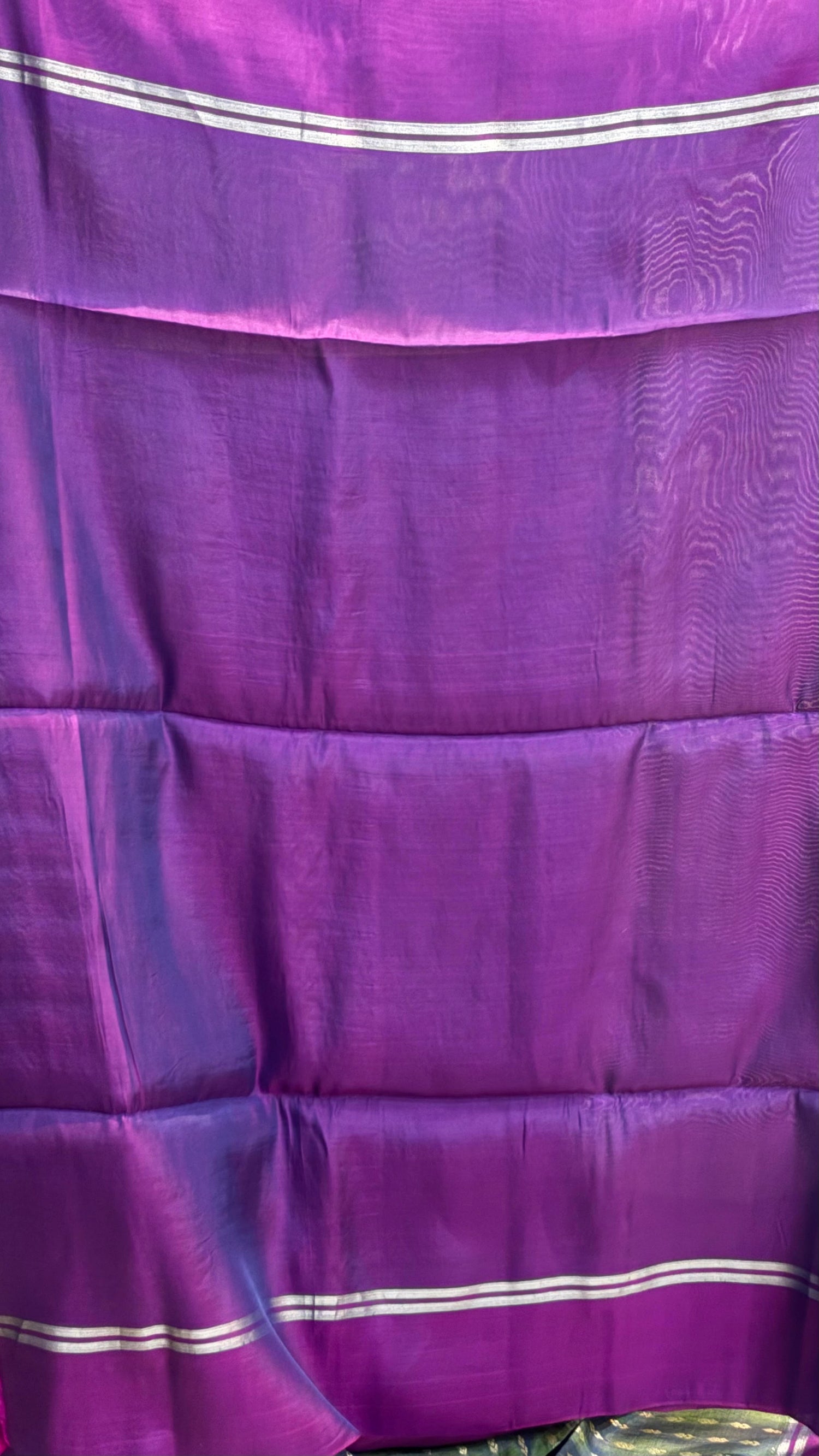 Elegant Olive Green Soft Silk Saree with Rich Purple Pallu
