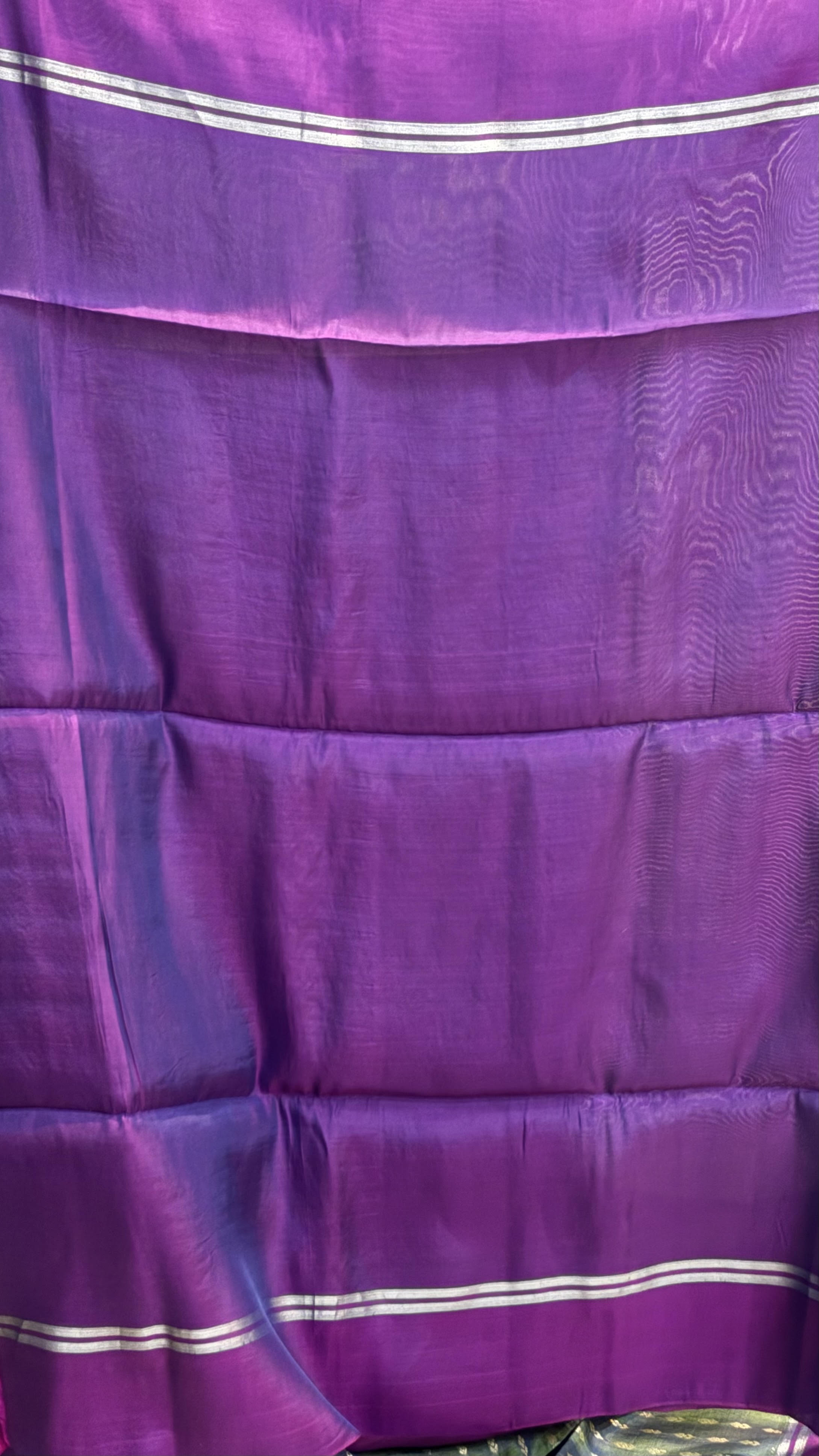 Elegant Olive Green Soft Silk Saree with Rich Purple Pallu