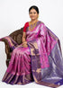 Pure Dharmavaram Silk Saree - Pink & Purple with All-Over Silver-Gold Zari Brocade - pochampallysarees.com