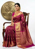 Authentic Deep Wine & Magenta Pure Kanchipuram Pattu Saree with gold zari border Checks & Peacock Motifs - pochampallysarees.com