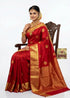Bridal Red Pure Pure Kanchipuram Pattu Saree with gold zari border | Silk Mark Certified - pochampallysarees.com