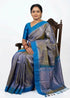 Elegant Dual-Tone Pure Soft Silk Saree with Ananda Blue Border & Blouse | Buy Online - pochampallysarees.com
