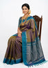 Exquisite Dual-Tone Soft Silk Saree with Peacock Blue Temple Border & Rich Zari Pallu - pochampallysarees.com