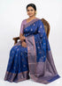 Royal Blue Silk Saree with Copper Zari & Light Purple Blouse | Traditional Ethnic Wear - pochampallysarees.com