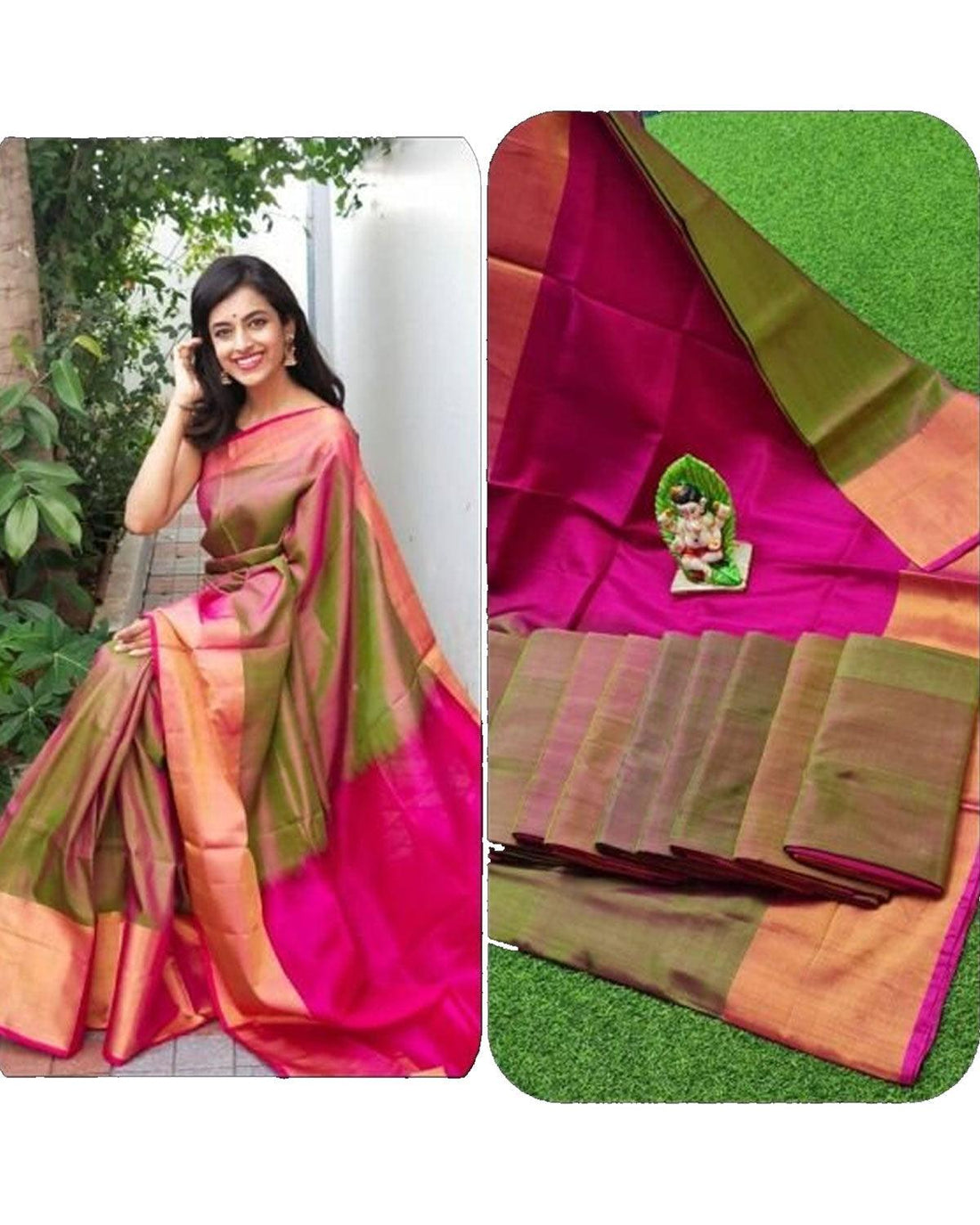 UPPADA BIG BORDER SILK GREEN COLOUR SAREE - pochampallysarees.com