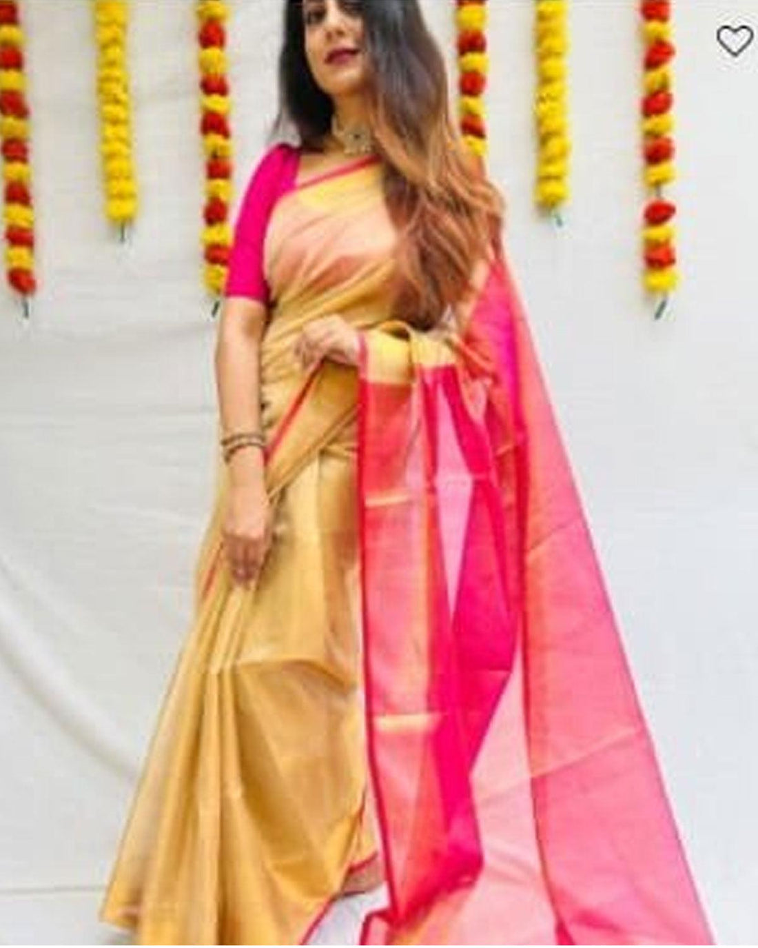 UPPADA FULL TISSUE CREAM COLOR SAREE - pochampallysarees.com