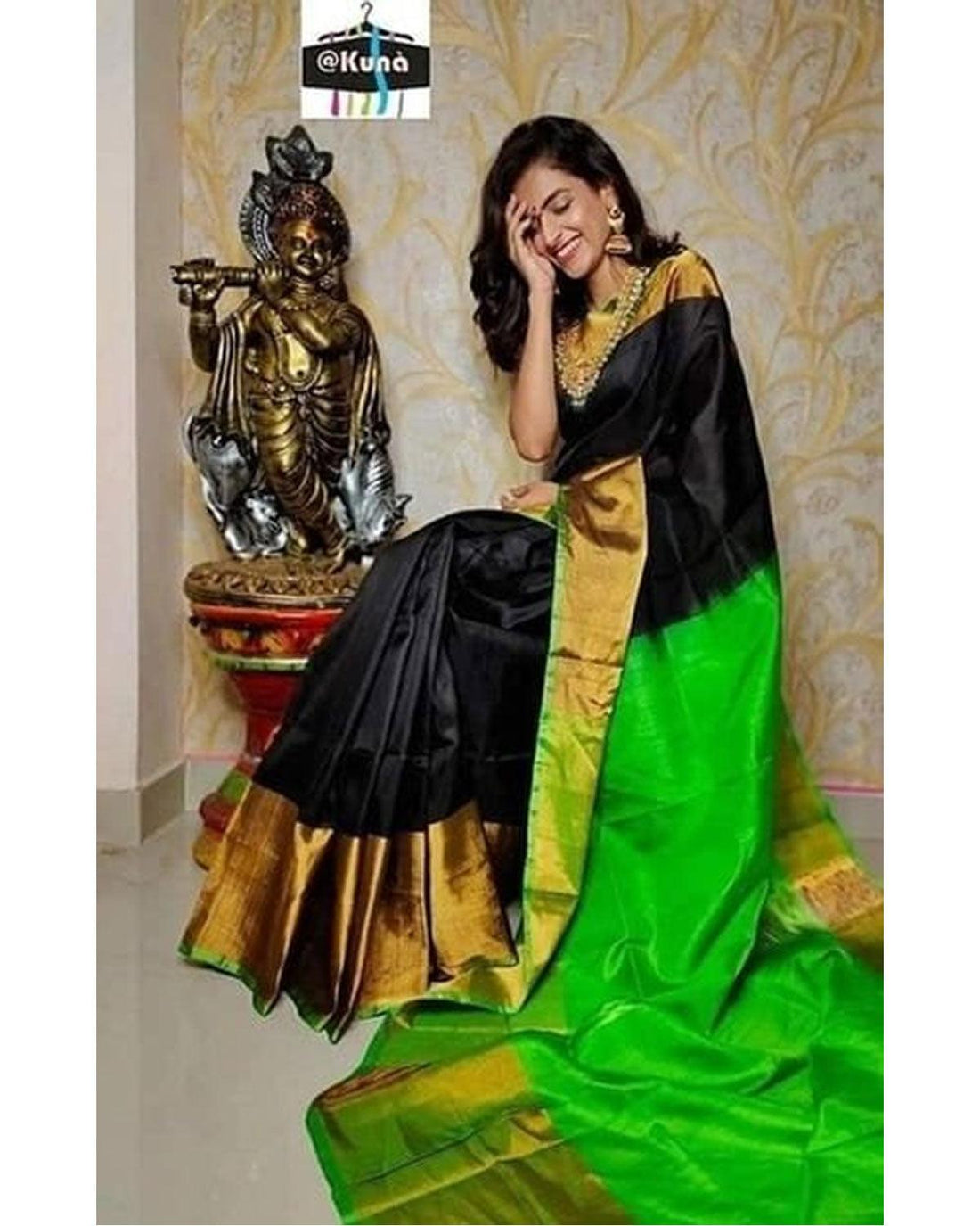 UPPADA PATTU BLACK COLOR SAREE - pochampallysarees.com