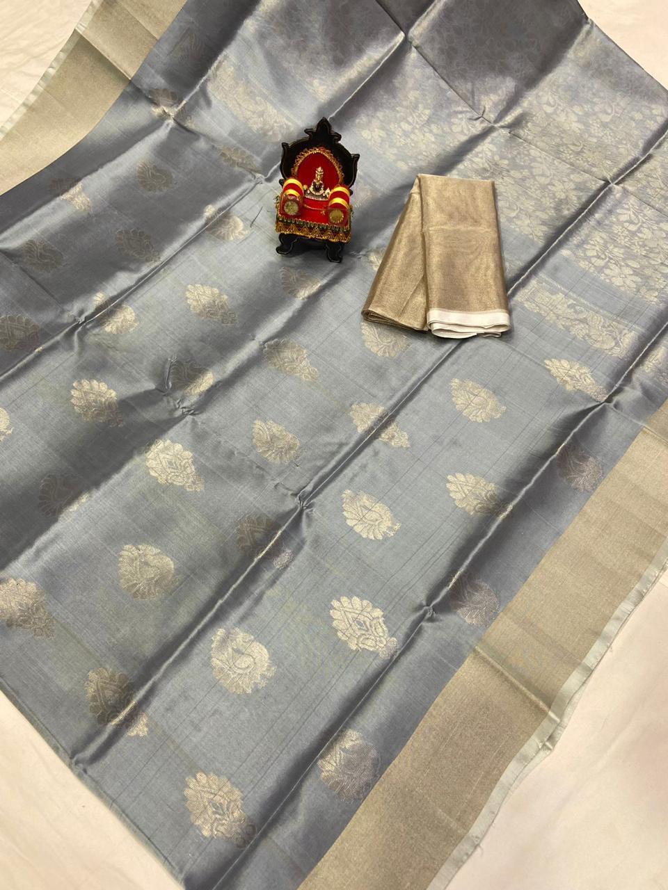 Uppada Pattu Silver Border Rich Pallu Saree - pochampallysarees.com