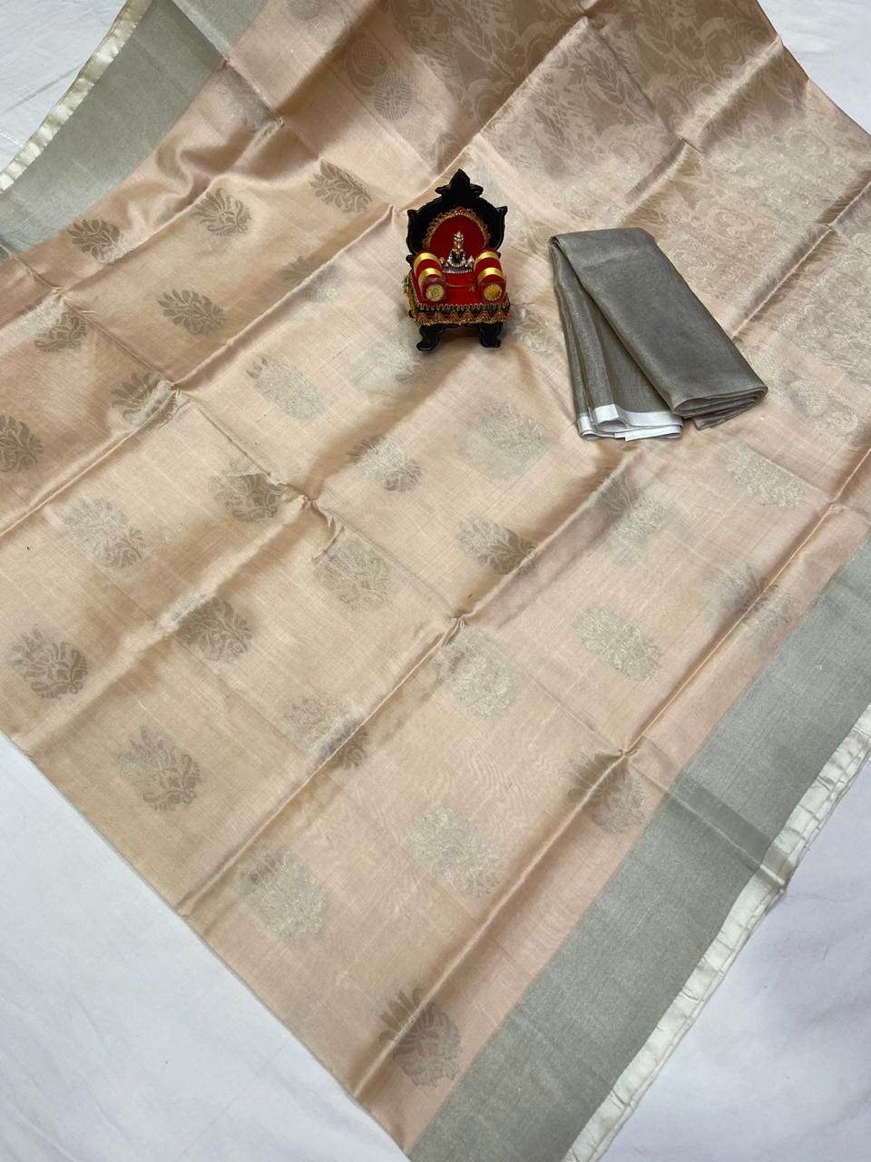 Uppada Pattu Silver Border Rich Pallu Saree - pochampallysarees.com