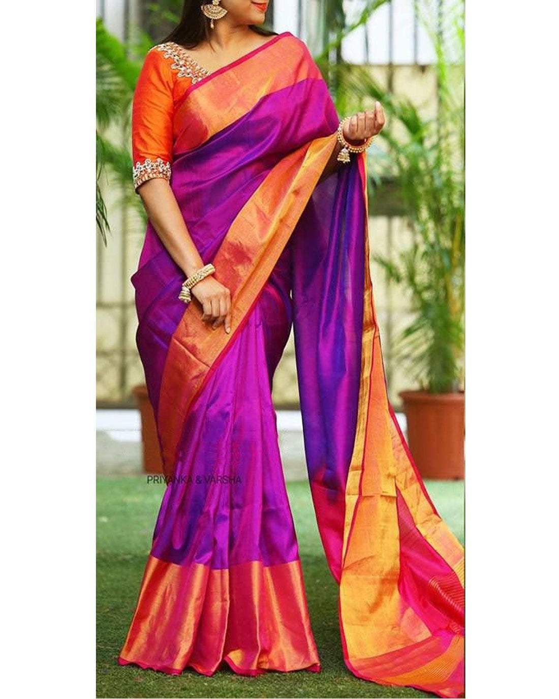 UPPADA PATTU VOILET COLOR SAREE - pochampallysarees.com