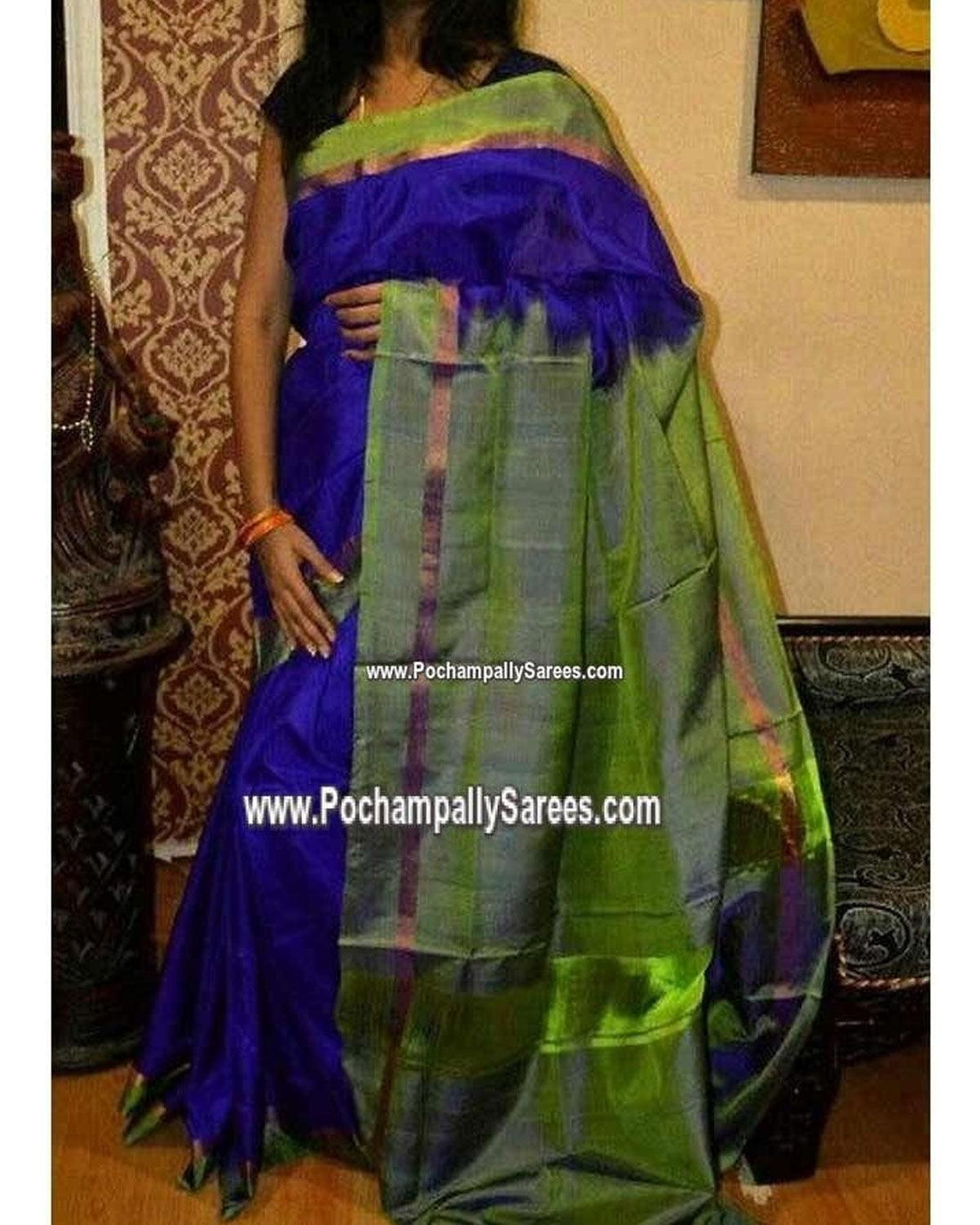 UPPADA PLAIN BLUE COLOR SAREE - pochampallysarees.com