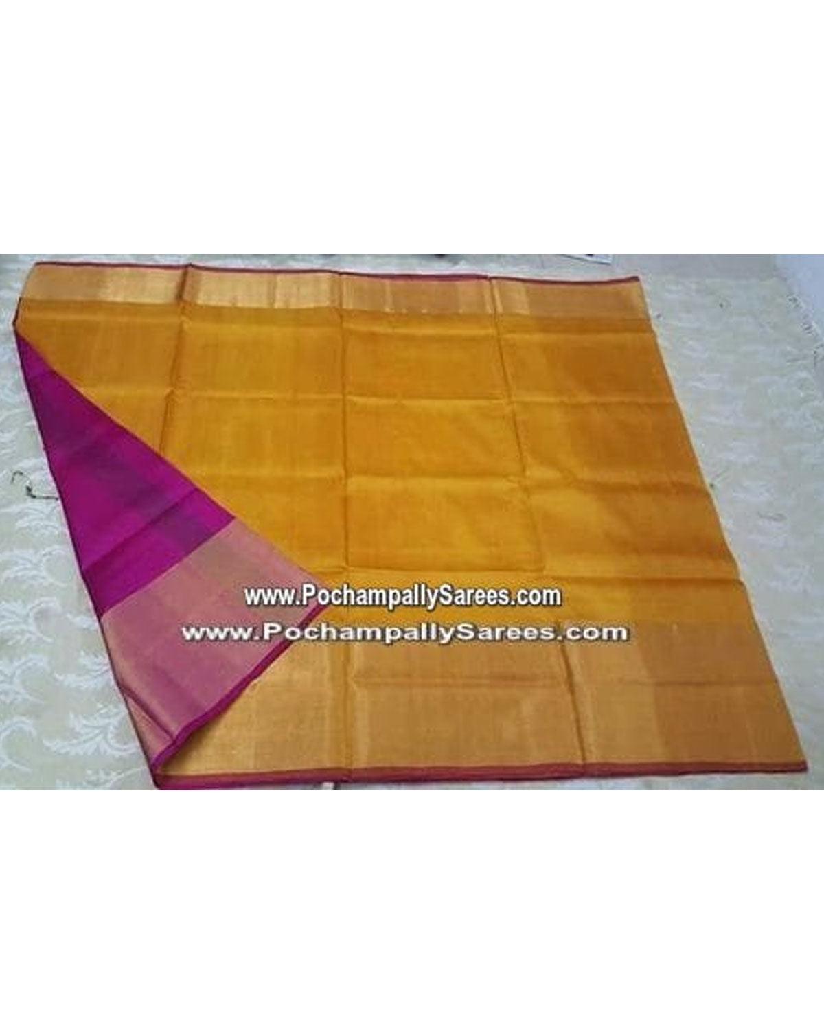 UPPADA SILK BIG TISSUE BORDER YELLOW COLOUR SAREE - pochampallysarees.com