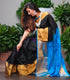 Uppada Silk Body Black, Uppada Pallu Contrast Uppada Blue Blouse - pochampallysarees.com