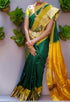 Uppada Silk Body Green, Uppada Pallu Contrast Uppada Yellow Blouse - pochampallysarees.com