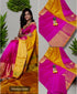 Uppada Silk Body Pink, Uppada Pallu Contrast Uppada yellow Blouse - pochampallysarees.com