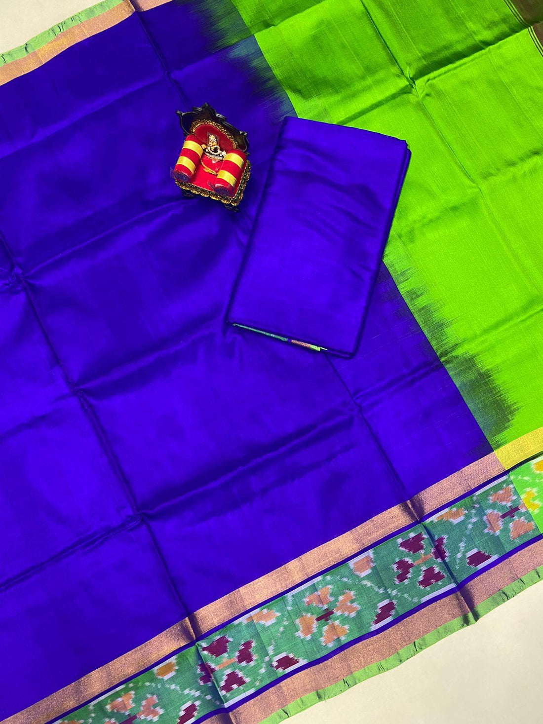 Uppada Silk Green Blue Saree,Uppada Design Border And Contrast Pallu - pochampallysarees.com