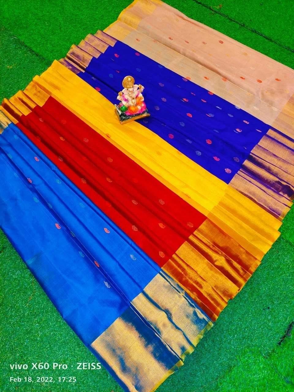 Uppada Silk Multi Color Butta Saree - pochampallysarees.com