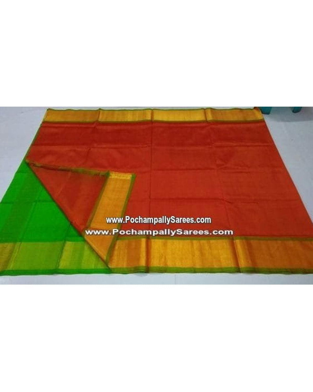 UPPADA SILK PAIN ORANGE COLOUR SAREE - pochampallysarees.com