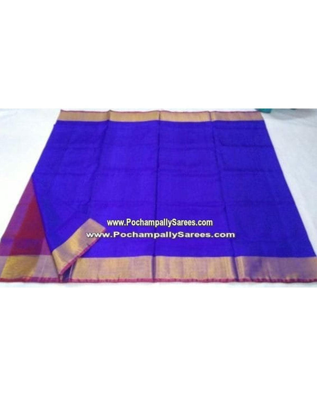 UPPADA SILK PLAIN BLUE COLOUR SAREE - pochampallysarees.com