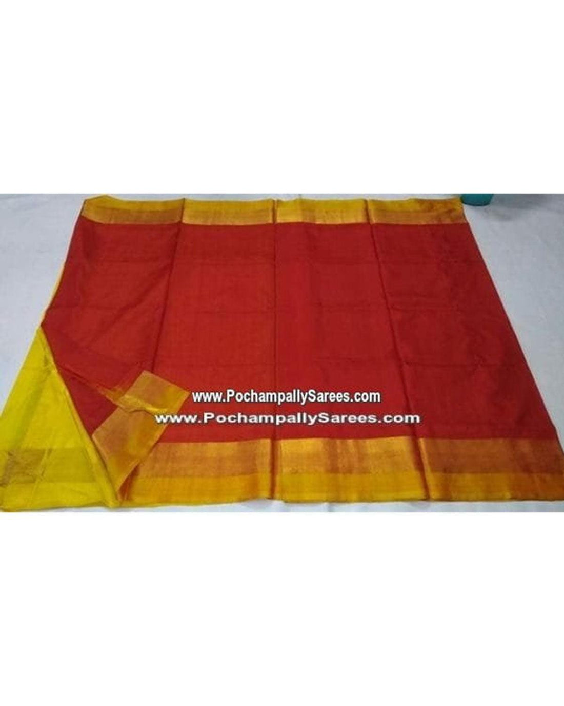 UPPADA SILK PLAIN ORANGE COLOUR SAREE - pochampallysarees.com