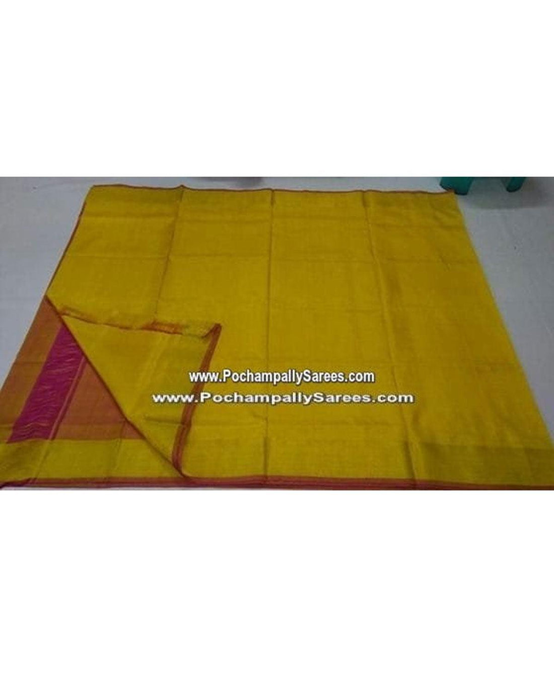 UPPADA SILK PLAIN YELLOW COLOUR SAREE - pochampallysarees.com