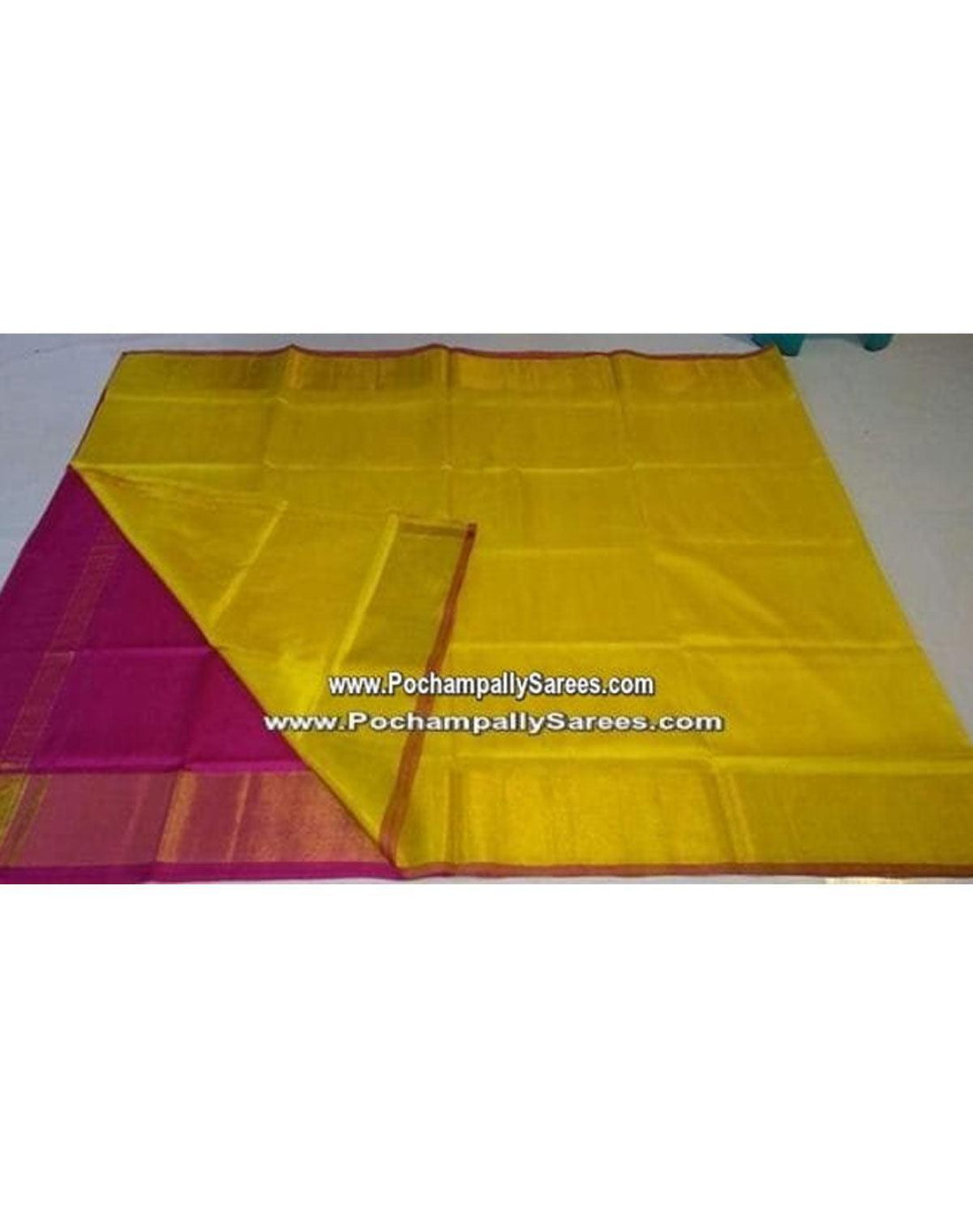 UPPADA SILK PLAIN YELLOW COLOUR SAREE - pochampallysarees.com