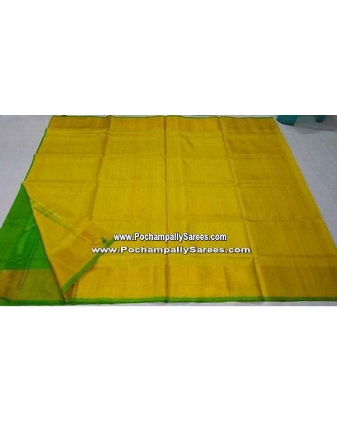 UPPADA SILK PLAIN YELLOW COLOUR SAREE - pochampallysarees.com