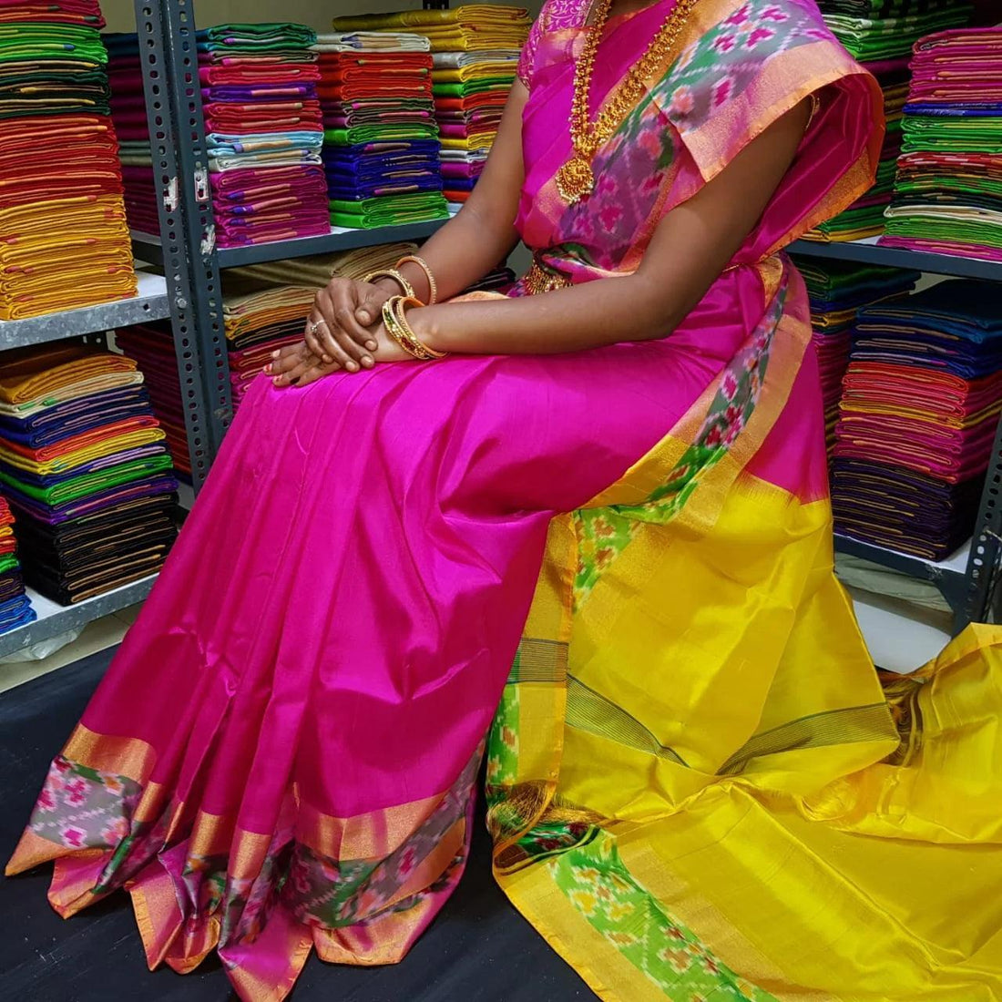 Uppada Silk Saree Pink Yellow - pochampallysarees.com