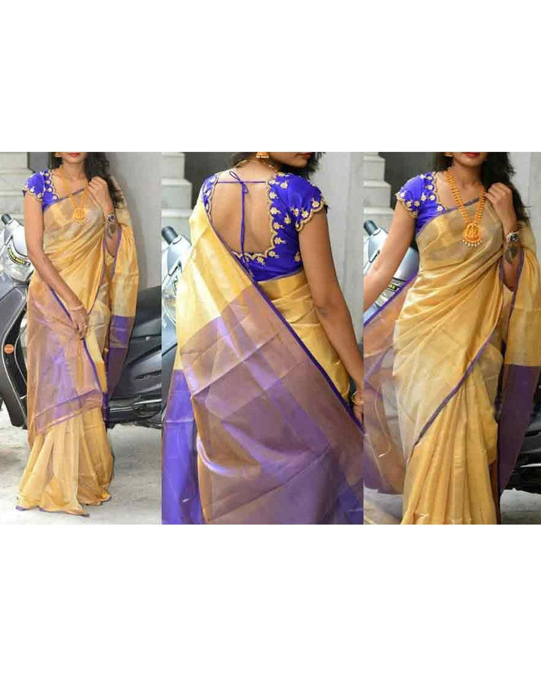 UPPADA TISSUE CREAM COLOUR SAREE - pochampallysarees.com