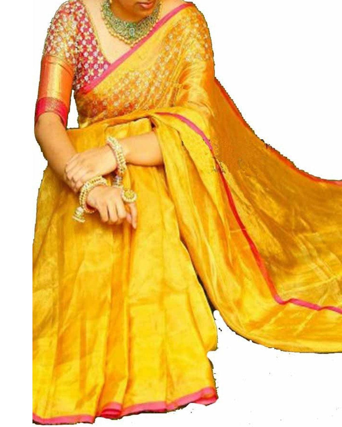 UPPADA TISSUE YELLOW COLOUR SAREE - pochampallysarees.com