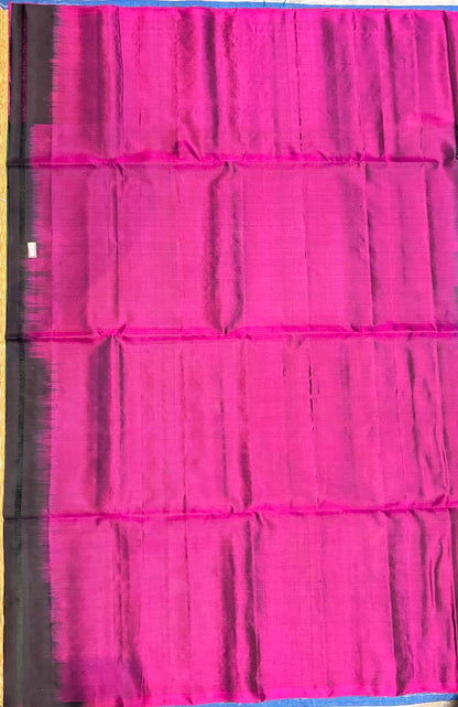 Emerald Green &amp; Rani Pink Kanchi Pattu Soft Silk Saree (Silk Mark Certified)