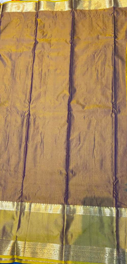 Elegant Navy Blue Semi Dharmavaram Silk Saree with Rich Gold Zari Pallu