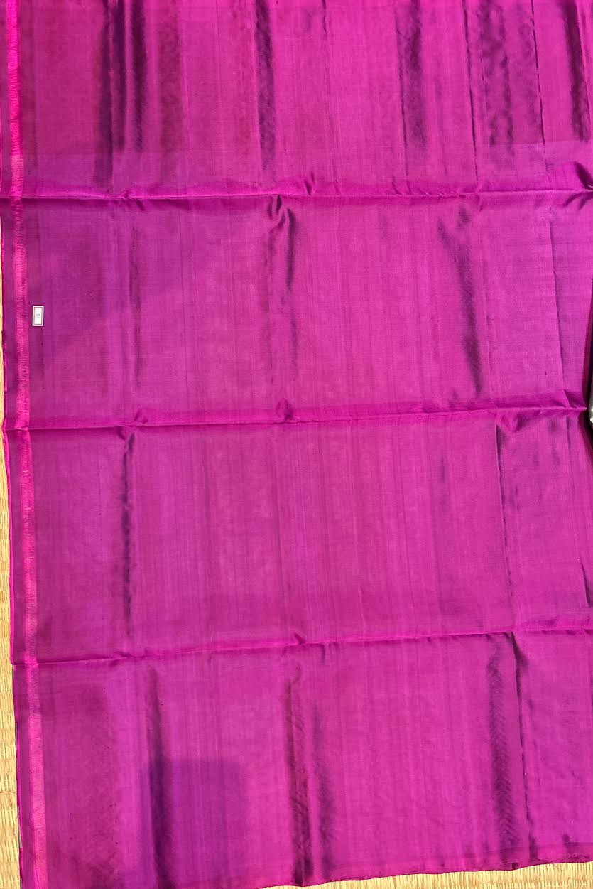 Kanchi soft silk saree Middle Gray Border Pink With Silk Mark