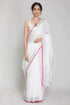 White Pure Linen Saree - pochampallysarees.com