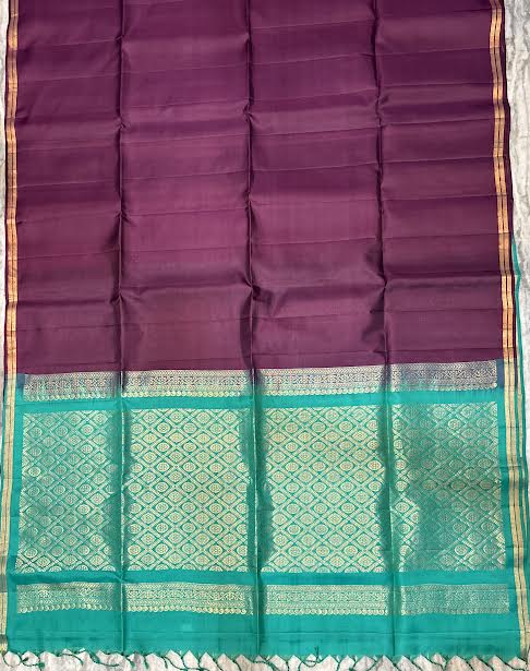Deep Wine Kanchi Soft Silk Saree with Turquoise Zari Pallu | Handloom Elegance