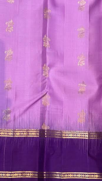 Pink &amp; Deep Purple Kanchipuram Silk Saree with zari Pallu