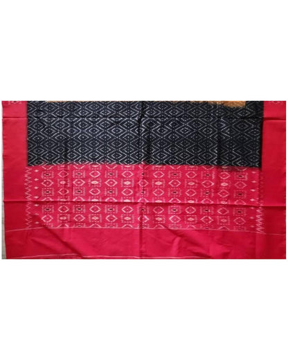 YELLOW, RED AND BLACK COLOR IKAT COTTON SAREE - pochampallysarees.com