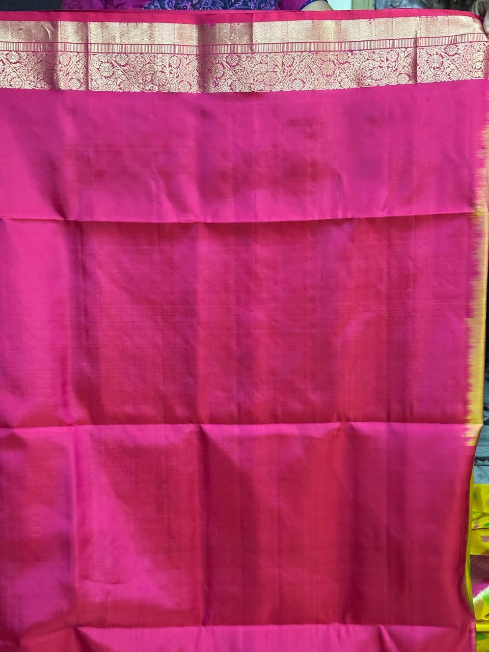 Yellow Red Color Designer Kanchi Pure Soft Silk Saree - pochampallysarees.com