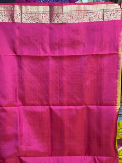 Yellow Red Color Designer Kanchi Pure Soft Silk Saree - pochampallysarees.com