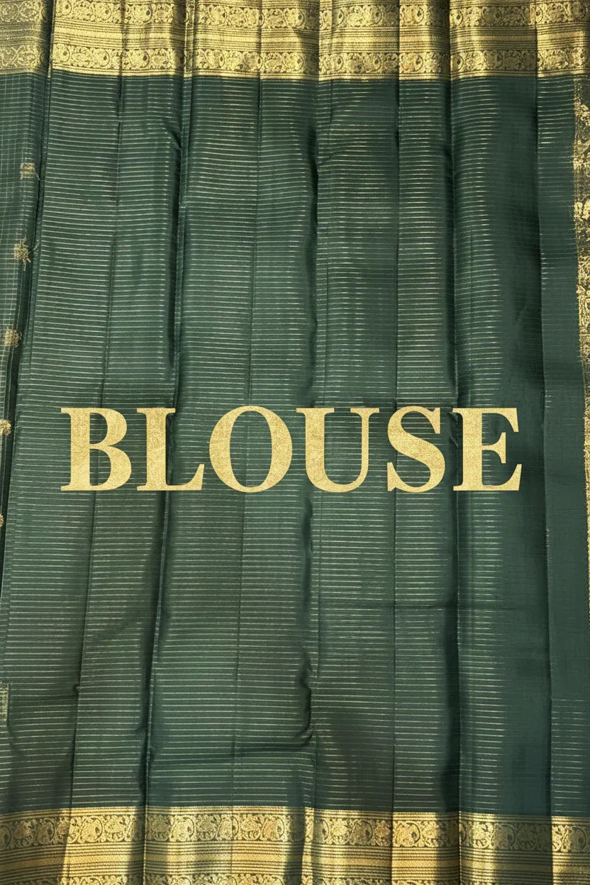 Dark Green Checkered Pure Kanchipuram Pattu Saree with Price Rich Gold Zari | Bridal Silk - pochampallysarees.com